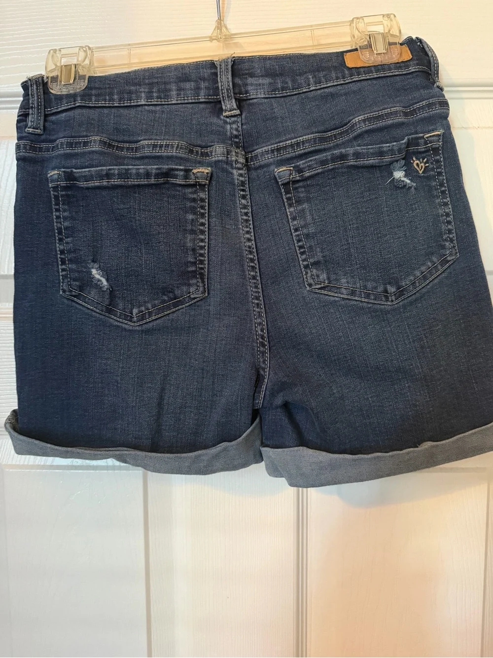 Justice Dark Blue Distressed Roll-Cuff Denim Shorts Girls 18
